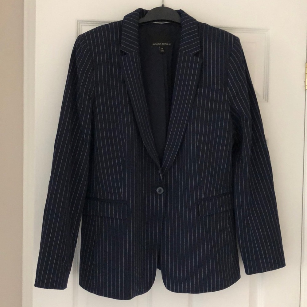 Banana Republic Navy Pinstripe Blazer